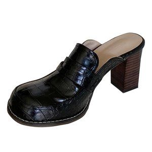 women's vintage chunky leather clog size 6 (230mm)